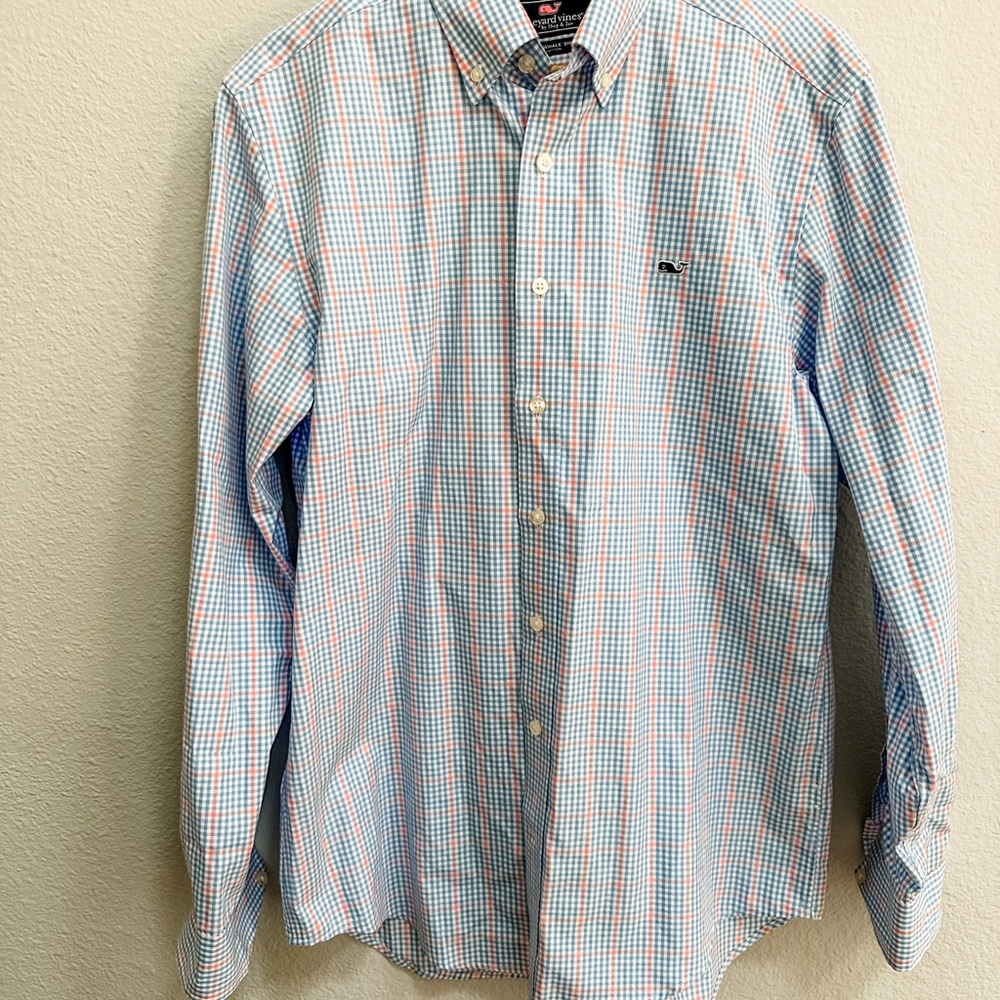 Vineyard Vines Blue and Pink Checkered Shirt